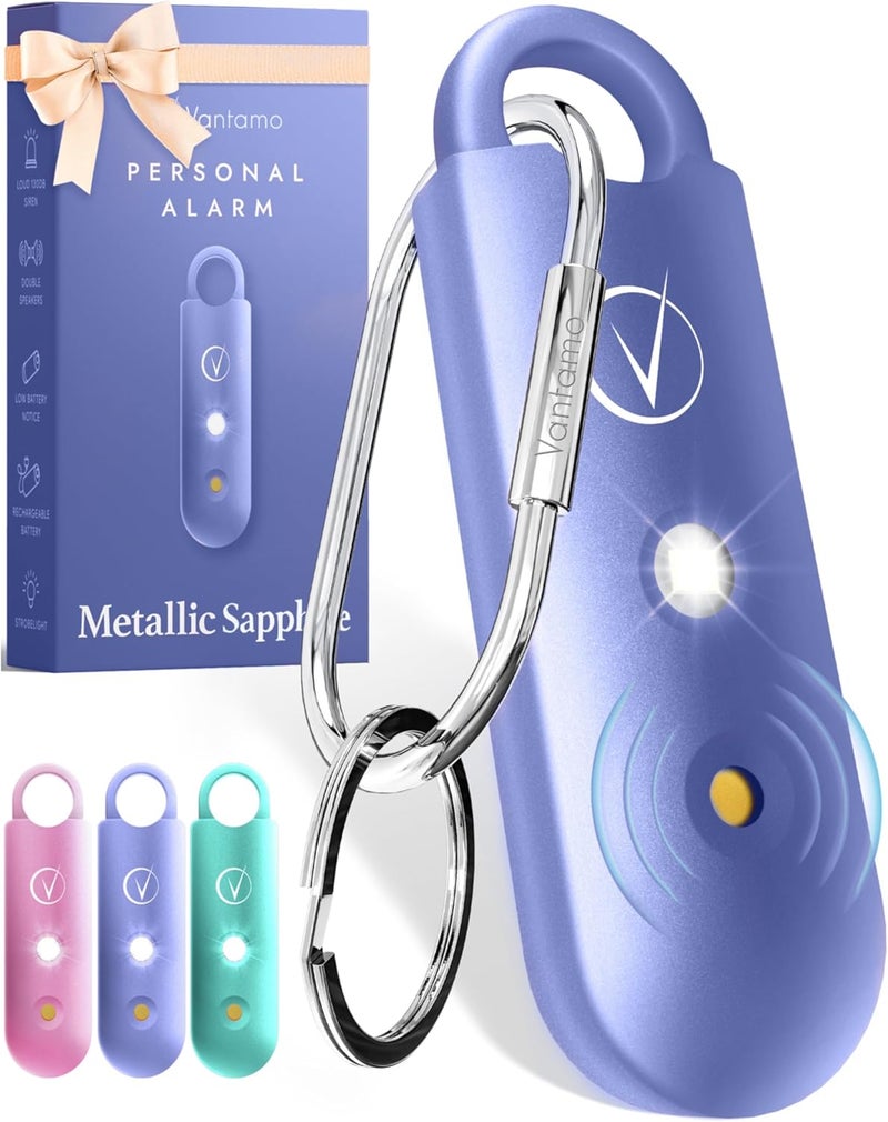 Vantamo Personal Alarm for Self Defense with Low Battery Notice, Strobe Light & Extra Loud 130 dB Double Speakers Safety Keychain Set for Women, Rechargeable Panic Button for Womens Self Defense - Image 1